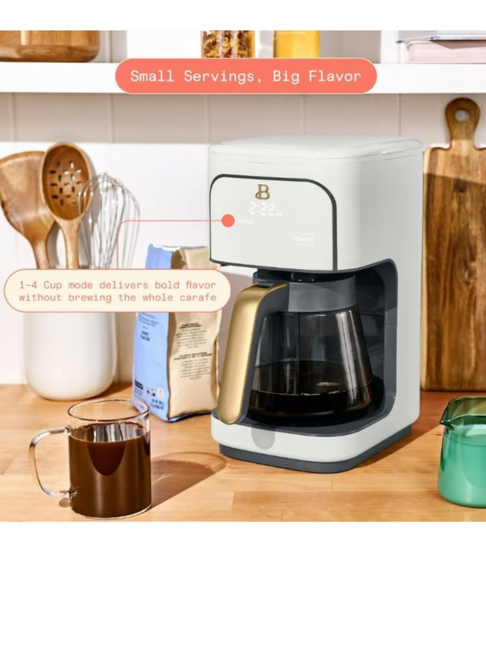 Drew Barrymore Beautiful White and Gold Drip Coffee Maker. No carafe